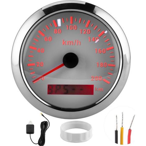 Compteur de vitesse GPS 85 mm, odomètre 200 km/h, étanche, pour bateau, voiture, yacht, moto, cadran blanc (1/5)