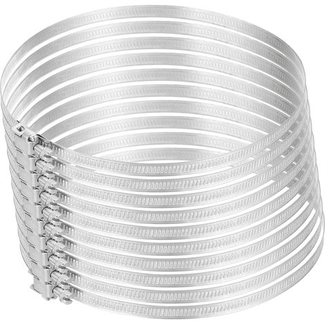 7 Pouces Colliers De Conduit En Acier Inoxydable 304, 10 Pcs Colliers Serre-Tube Réglables Avec Mécanisme À Vis Sans Fin Pour Conduit Flexible Chauffage froid Échappement (1/5)