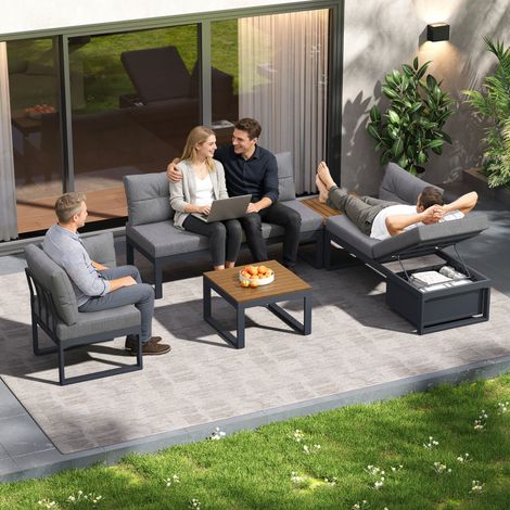 LINHOO Salon de Jardin Modulable avec Coffre et Dossiers Réglables, Confort Extérieur (1/5)