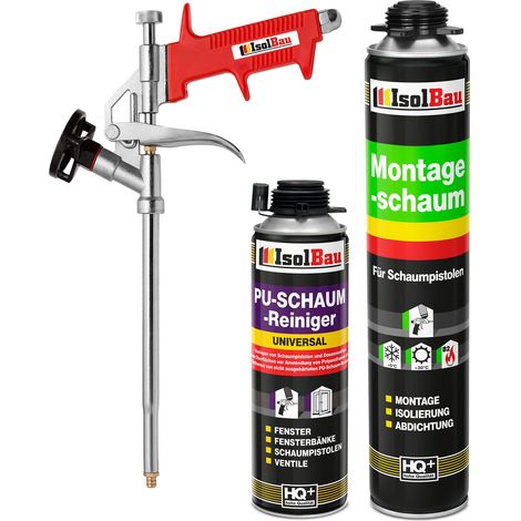 Pistolenschaum Bauschaum Montageschaum 1x 750ml + 1x PU-Reiniger + Schaumpistole (1/5)