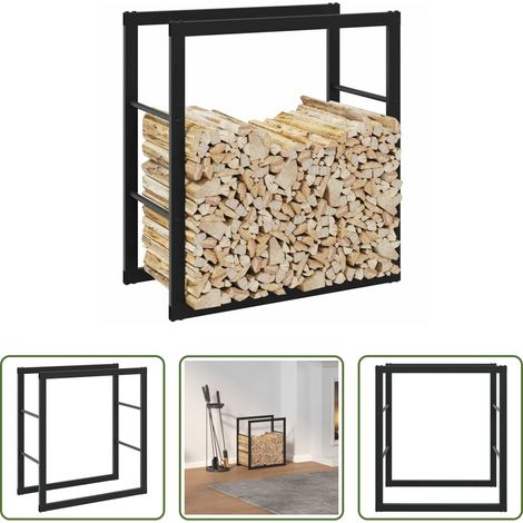 vidaXL Stockage bois chauffage -  Portant de bois de chauffage noir 55x30x61 cm acier (1/5)