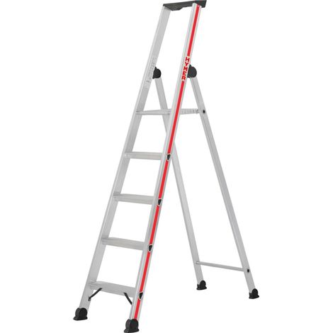 Hymer Stufenstehleiter mit Plattform, einseitig begehbar, 5 Stufen, Standhöhe 1,11 m (1/5)