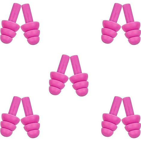 5 Paires Bouchons d'oreille en Silicone, Bouchons d'oreille pour Dormir, Nager Bouchons d'oreilles Étanches, Réutilisables Réduction de Bruit Bouchons d'oreille Convient pour Travail, Sommeil Pourpre (1/5)