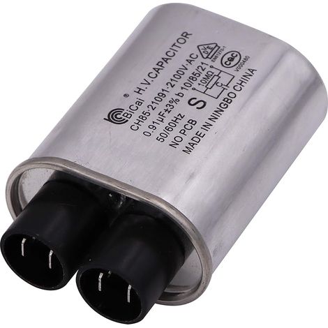 Condensateur de micro-ondes de rechange 2100 V 0,91 uf Compatible pour Amana Electrolux, Kenmore et Whirlpool, broche de connexion 1/4 pouce de connexion standard (1/4)