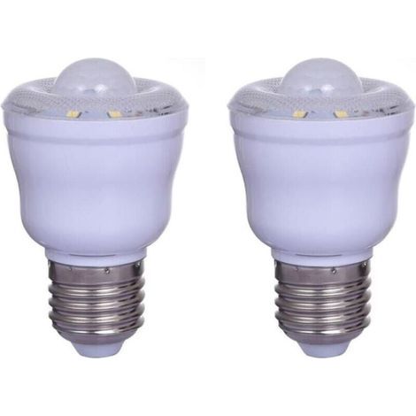 Lot de 2 Ampoules à détecteur de mouvement PIR avec Culot E27,2W, Blanc Chaud 3000K, Veilleuse Automatique On/Off,Cour AC 220-240V,Non dimmable (1/5)