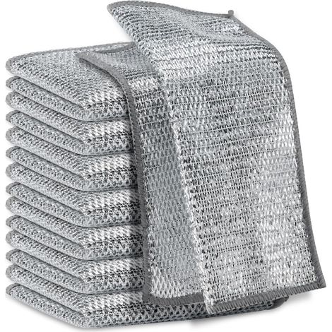 Torchons à Vaisselle en Fil Multi-usages pour Humide et Sec - Chiffons de Nettoyage en Fil Métallique à Double Couche (10 Pièces, 20 x 20 cm) (1/5)
