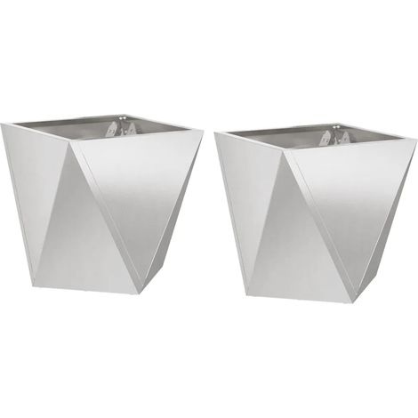 Set di 2 moderne fioriere da esterno 30 x 30 x 30 cm con design pulito in acciaio inossidabile argento 020053057