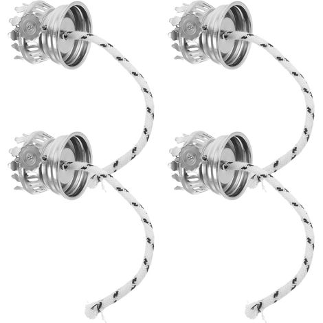 4pcs Mèches de Lampe à Huile Rondes en Coton avec Base en Alliage de Zinc, Faciles à Installer, pour Lampe à Pétrole Vintage et Ambiance Romantique (1/5)