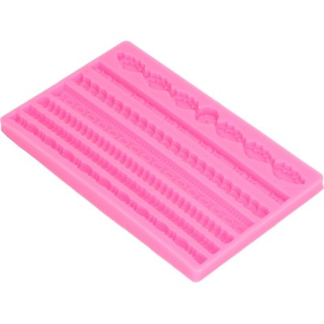 3D-Perlenstrickseil-Silikonform, lebensmittelecht, wiederverwendbar, für Kuchen, Gelee, Brot und Desserts, rosa (1/5)