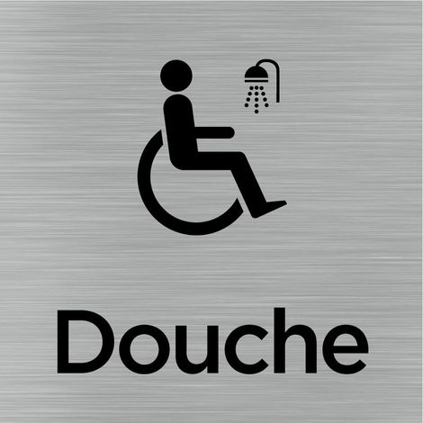 Pictogramme Douche .- Plaque aluminium brossé -
