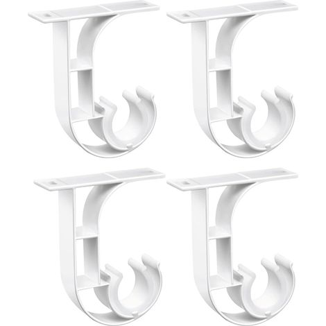 4 supports de plafond en aluminium noir pour tringles à rideaux de 2,5 à 3 cm de diamètre, avec clips en plastique (1/5)