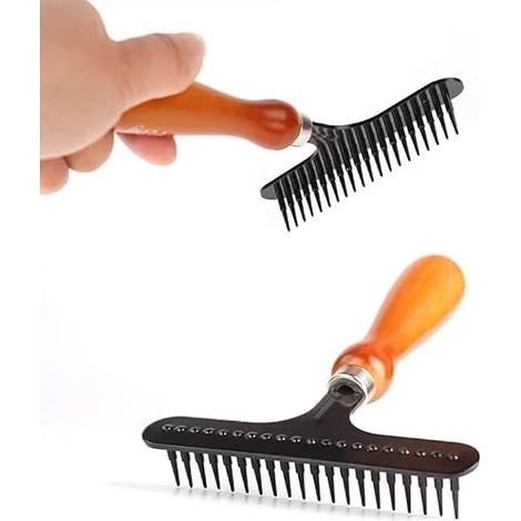 Râteau De Toilettage Pour Animaux De Compagnie Avec Dents Métalliques En Acier Inoxydable Et Manche En Bois – Utilisez le Râteau Pour Réduire les Pertes Et Garder le Pelage De Votre Chien (1/5)