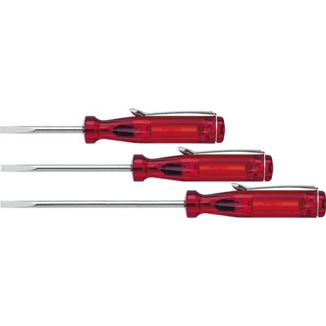 Wiha Petit tournevis Fente transparent-rouge, avec agrafe 3.0 mm x 60 mm (01538)