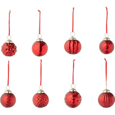 Lot de 40 Boules de Noël "8 Motifs" 6cm Rouge (1/2)