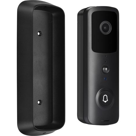 Sonnette étanche de faible puissance d'interphone de surveillance à distance de smartphone visuel de WIFI sans fil,noir (1/4)