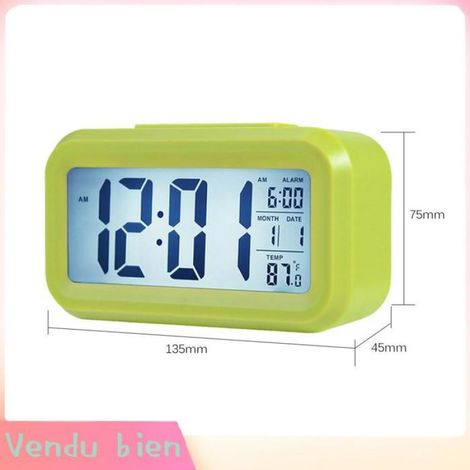 Garosa Réveil intelligent Réveil numérique intelligent avec bouton Snooze de date et de température sur le outillage test Vert (1/5)