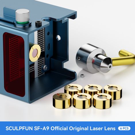 Lentilles originales SCULPFUN SF-A9 40W pour graveur laser (lot de 6) : haute transparence, résistantes à l’huile et à la fumée, faciles à installer. (1/4)