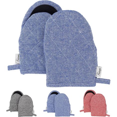 Gants de Four et Barbecue en Coton épais avec Prises en Silicone Anti-Chaleur, pouvant être accrochés,Gants de Cuisine pour Cuisiner (1/4)