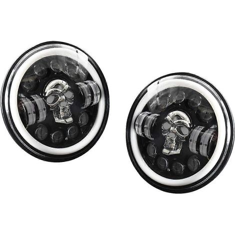 Phare avant rond à LED en forme de crâne, 7 pouces, style tout-terrain, pour Wrangler JK, TJ, LJ, CJ et Humber H (1/5)