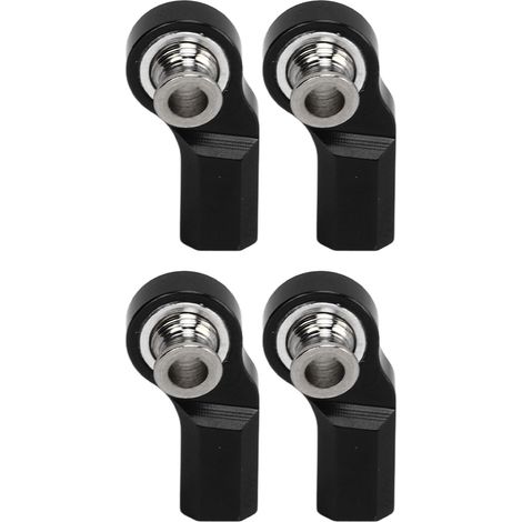 Quatre coudes d'extrémité de tige de direction en acier allié aluminium M3 pour voiture télécommandée, adaptés aux modèles de voitures télécommandées Axial SCX10 1/10, noirs. (1/5)