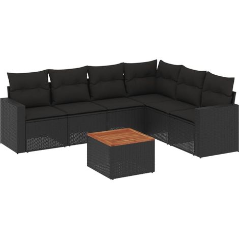 Set Divani da Giardino con Cuscini 7pz Nero Polyrattan vidaXL (1/5)