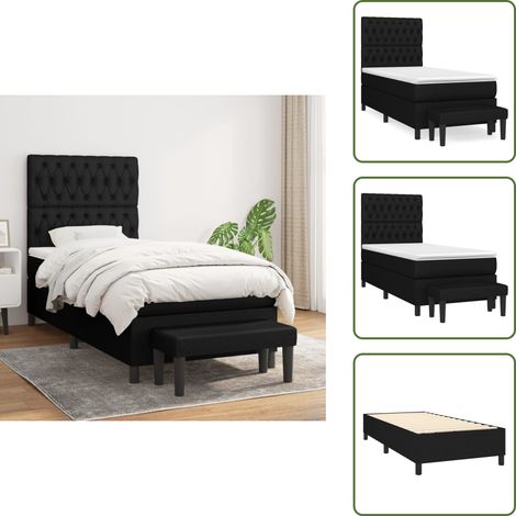 Boxspringbett mit Matratze Schwarz 100x200 cm Stoff - Boxspringbett - Doppelbett - Schlafsofa - Bettenrahmen - Betttisch (1/5)