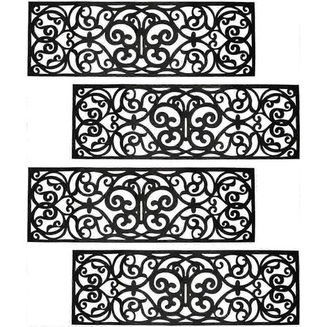 Lot de 4 tapis d'escalier en caoutchouc, antidérapants, adaptés à divers escaliers extérieurs et intérieurs, zones d'entrée (29 x 9,5) (1/3)