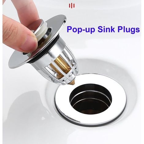 Spülbeckenstöpsel Abflussstopfen Waschbecken Pop-up-Stöpsel Abflussstopfen Verchromter Abflussstopfen für Waschbecken maximale Kompatibilität Für (1/4)