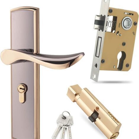 Serrure de poignée de porte, verrou à levier en alliage de zinc, ensemble de poignée de porte moderne, verrou de porte antivol à levier avec clé