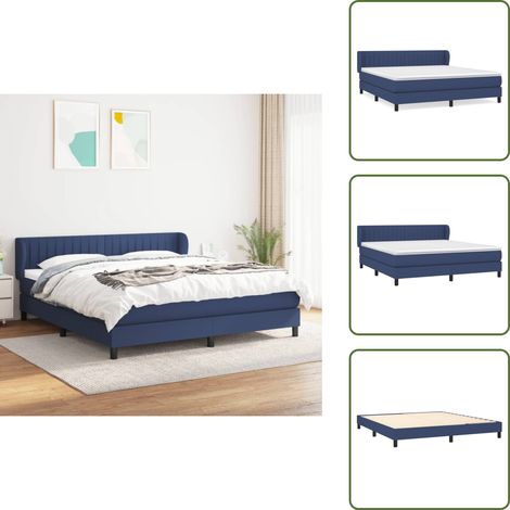 Letto con materasso a molle insacchettate - vidaXL Giroletto a Molle con Materasso Blu 160x200 cm in Tessuto - Letto con materasso morbido