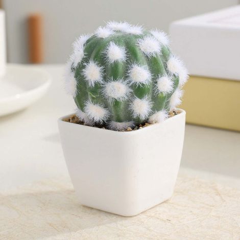 Plante Artificielle - Pot En Porcelaine Blanche - Décoration De Bureau - Sans Entretien - 1 Pièce (1/5)