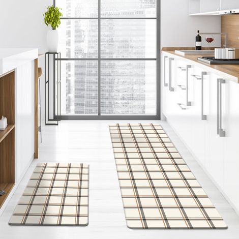 Kitchen anti-slip mat, stain-resistant and oil-resistant, simple PU leather thickened doormat for entryway - 3 - 44x75x1cm