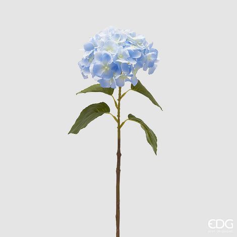 EDG Enzo De Gasperi Ortensia Ramo con Foglie H 70 Cm Pianta Artificiale Colore Celeste
