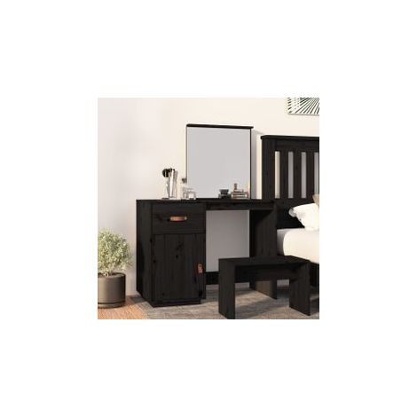 Coiffeuse Noir 95x50x134 Bois de pin massif (1/5)