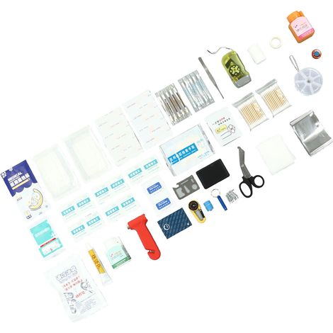 Ce kit d'urgence pour activités de plein air contient des fournitures essentielles de premiers secours, médicales et de survie, adaptées aux voyages en voiture et aux aventures. (1/5)