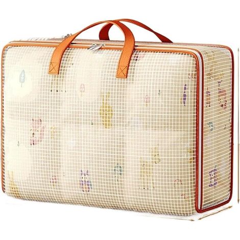 Sac de rangement extra large en maille PVC imperméable pour vêtements, couettes et literie, organiseur de voyage transparent avec grande capacité, 73 x 31 x 52 cm (1/4)