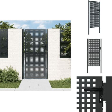 Portail de jardin anthracite 105x225 cm acier - Portail De Jardin - Portail En Acier - Clôture - Entrée De Jardin - Portillon Sécurisé
