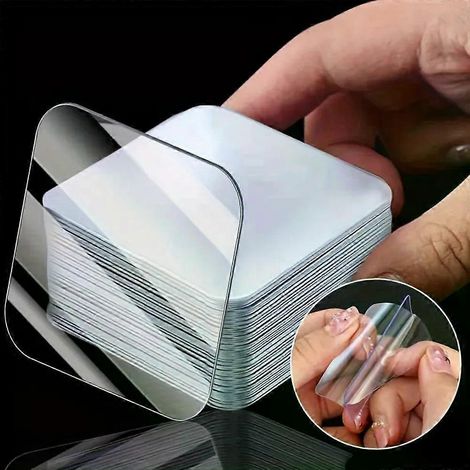 Ruban adhésif double face transparent ultra-résistant, sans perçage ni clous, idéal pour le plastique, le verre, le métal, la pierre, les plaques de plâtre et autres surfaces. (1/4)