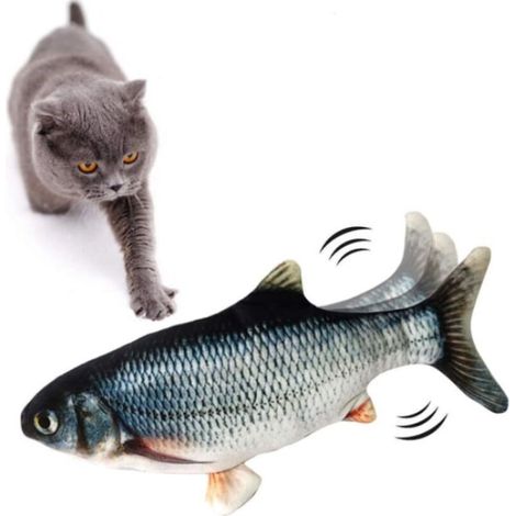 Poisson gris animé, jouet interactif pour chat, poisson éclaboussant (1/5)