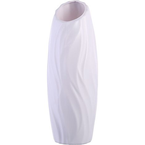 1 Vase en céramique, design diamant, blanc, pour fleurs séchées, herbes de la pampa, décoration intérieure (1/5)