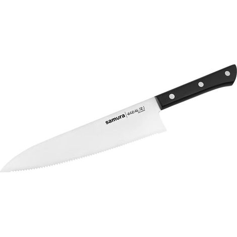 Samura Harakiri Kochmesser mit Wellenschliff, 208 mm – AUS-8 Stahl, ABS-Griff