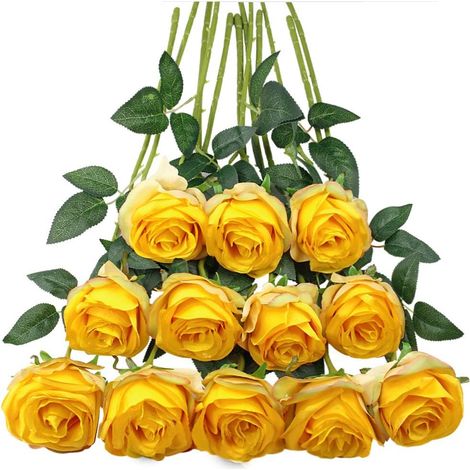 Set mit 12 künstlichen Rosen, dekorativen Seidenblumen mit (1/5)