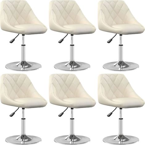 Esszimmerstühle 6 Stk. Drehbar Creme Samt (1/5)