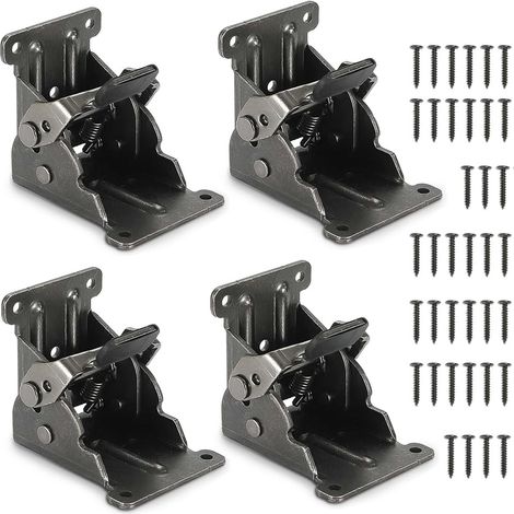 4 Pcs Charnière pliante autobloquante 90, support pliable, Charnières Pliable Invisible, verrouillage extension table support d'étagère pliable en tôle d'acier pour table de travail (1/5)