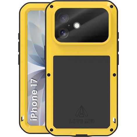 Funda Love Mei para iPhone 17, reforzada con cristal, amarilla. (1/5)