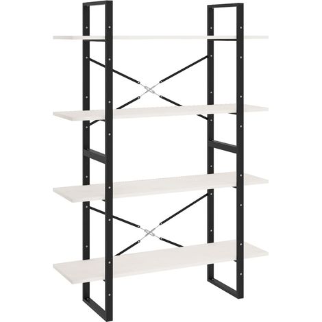 Étagère de Rangement Bibliothèque à 4 niveaux, Montage facile, Blanc 100x30x140 cm Bois de pin massif OIB6740E (1/5)