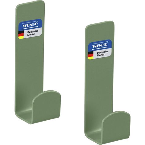 Crochet mural Mod Lizan, lot de 2, acier inoxydable, autocollants, forte adhérence jusqu’à 10 kg, fixation sans perçage, crochets adhésifs pour salle de bain et cuisine, vert mat