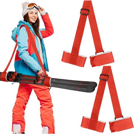 Sangles de Ski réglables et Ceintures Porte-Chaussures, Fixation pour bâtons de Ski et Snowboard pour Le Rangement de l'équipement de Sports d'hiver (1/5)
