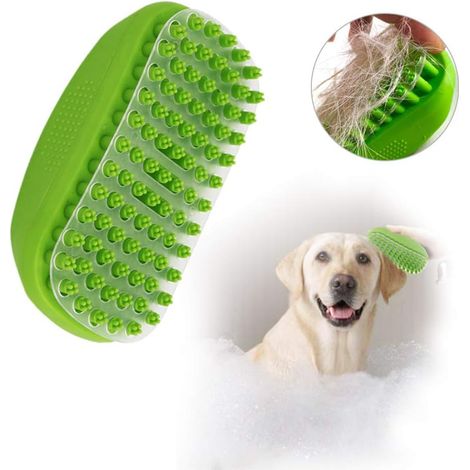 Brosse de bain pour animaux avec fonction massage pour la douche des chiens et séparateur transparent (1/5)