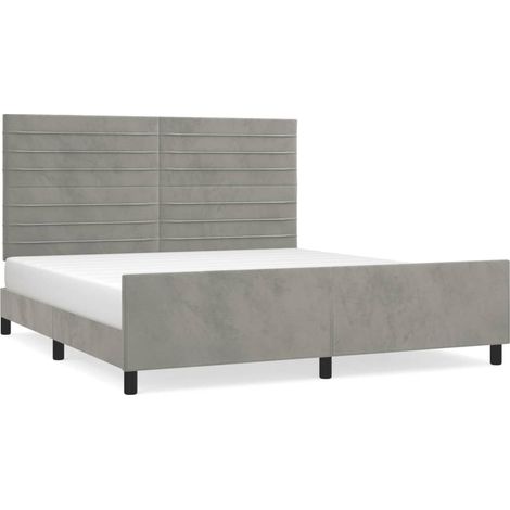 Lit double  Lit adulte  Cadre de lit sans matelas gris clair 160x200 cm velours (1/5)